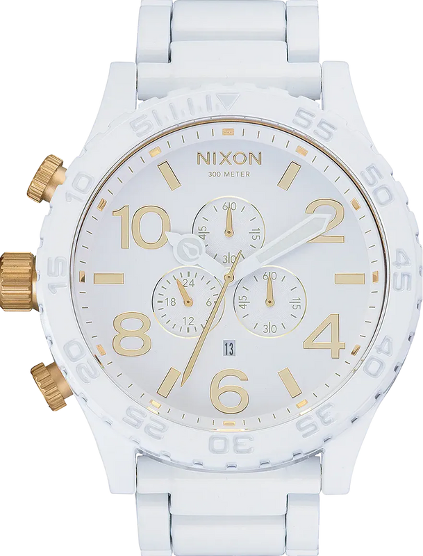 Nixon 51-30 Chronograph White Dial White Steel Strap Watch for Men - A083-1035