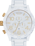 Nixon 51-30 Chronograph White Dial White Steel Strap Watch for Men - A083-1035