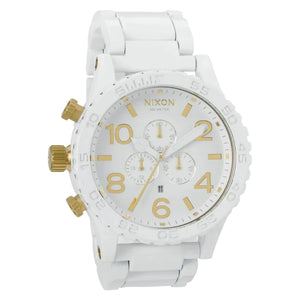 Nixon 51-30 Chronograph White Dial White Steel Strap Watch for Men - A083-1035