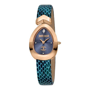 Just Cavalli Diversa Snake Blue Dial Blue Leather Strap Watch for Women - JC1L321L0055