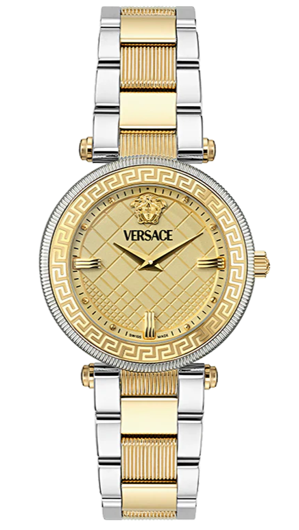 Versace Reve Analog Gold Dial Two Tone Steel Strap Watch for Women - VE8B00324
