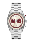 Emporio Armani Racer Chronograph White Dial Silver Steel Strap Watch for Men - AR11645