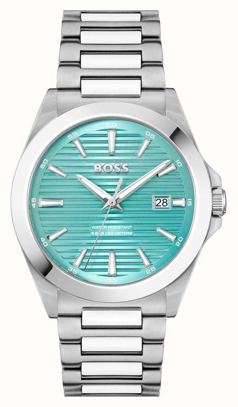 Hugo Boss Strike Turquoise Blue Dial Silver Steel Strap Watch for Men - 1514171