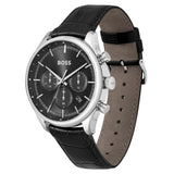 Hugo Boss 1514049 Gregor Chronograph Men's Watch – Black Dial & Black Leather Strap