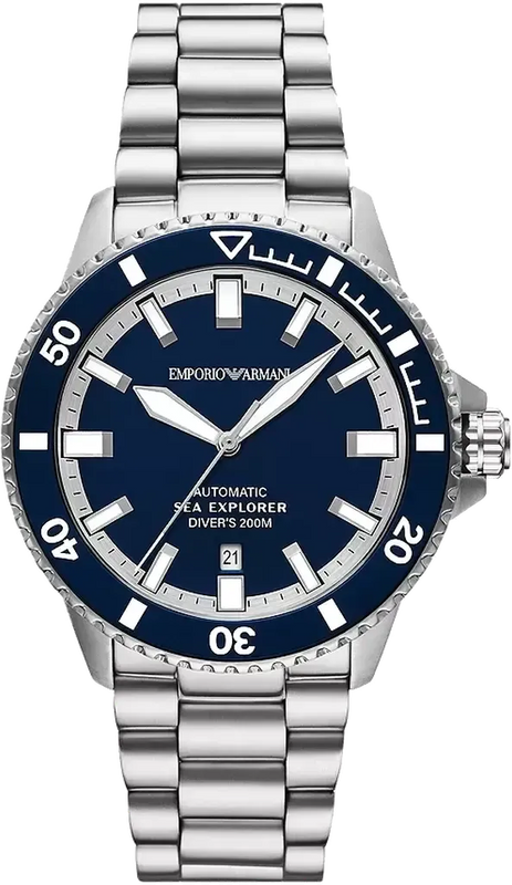 Emporio Armani Sea Explorer Blue Dial Silver Steel Strap Watch for Men - AR60087