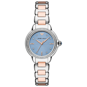 Emporio Armani Three Hand Blue Dial Two Tone Steel Strap Watch for Women - AR11597