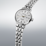 Seiko Presage Cocktail Time Automatic Diamonds White Dial Silver Steel Strap Watch for Women - SRE017J1