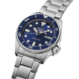 Seiko 5 Sports SKX Street Denim Blue Dial Silver Steel Strap Watch for Men - SRPL77K1