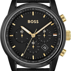 Hugo Boss 1514003 Trace Chronograph Men's Watch – Black Dial & Black Leather Strap