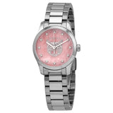 Gucci G Timeless Diamonds Pink Mother of Pearl Dial Silver Steel Strap Watch for Women - YA1265025