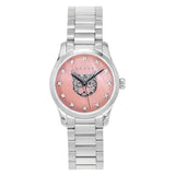 Gucci G Timeless Diamonds Pink Mother of Pearl Dial Silver Steel Strap Watch for Women - YA1265025