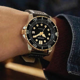 Citizen Mechanical Automatic Black Dial Black Leather Strap Watch for Men - NJ0176-10E