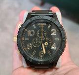 Nixon 51-30 Chronograph Black Dial Black Steel Strap Watch for Men - A083-1041