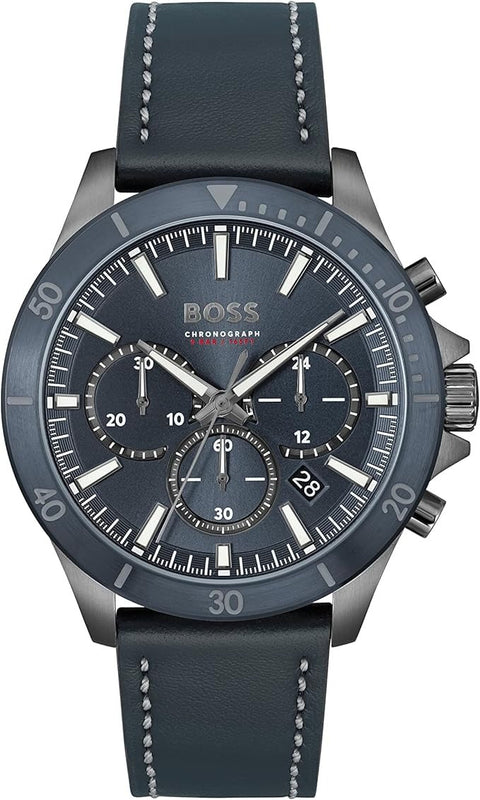 Hugo Boss 1514056 Troper Chronograph Men's Watch – Blue Dial & Blue Leather Strap