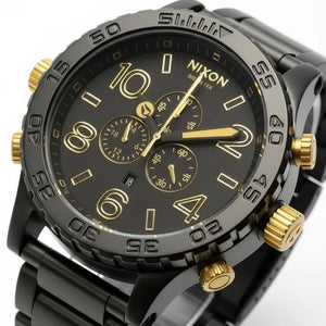 Nixon 51-30 Chronograph Black Dial Black Steel Strap Watch for Men - A083-1041