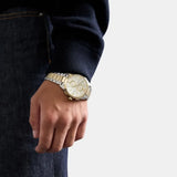 Emporio Armani Elegant Chronograph Cream Dial Two Tone Steel Strap Watch for Men - AR11605