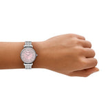 Emporio Armani Gianni T-Bar Pink Dial Silver Steel Strap Watch for Women - AR11686