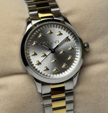 Gucci G Timeless 18K Gold Silver Dial Two Tone Steel Strap Watch for Women - YA1265032