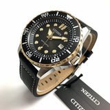 Citizen Mechanical Automatic Black Dial Black Leather Strap Watch for Men - NJ0176-10E