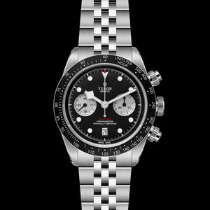 Tudor Black Bay Chrono Black Dial Silver Steel Strap Watch for Men - M79360N-0013