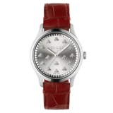 Gucci G Timeless Quartz Silver Dial Maroon Leather Strap Watch for Women - YA1265057