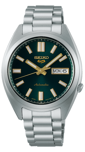 Seiko 5 Sports Automatic Green Dial Silver Steel Strap Watch for Men - SRPL57K1
