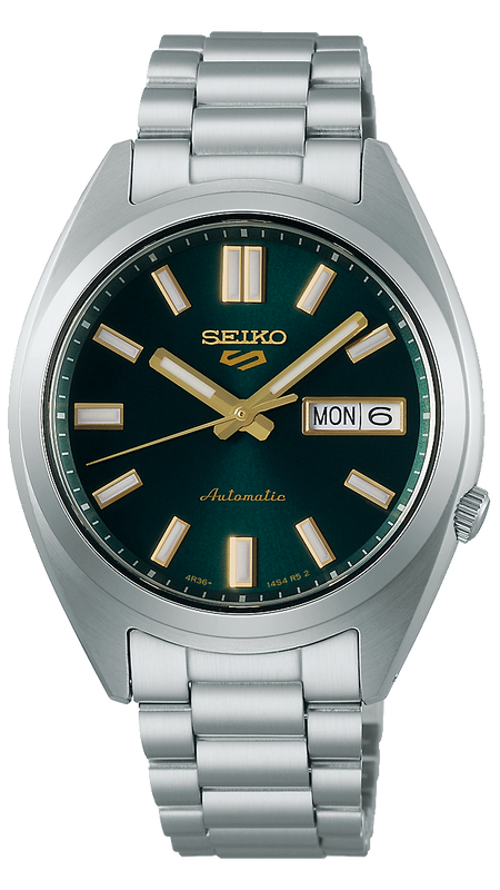 Seiko 5 Sports Automatic Green Dial Silver Steel Strap Watch for Men - SRPL57K1