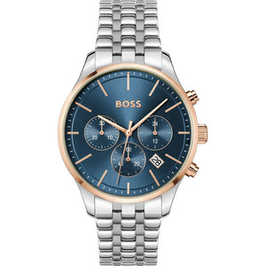 Hugo Boss Avery Chronograph Blue Dial Silver Steel Strap Watch for Men - 1514158