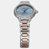 Emporio Armani Three Hand Blue Dial Two Tone Steel Strap Watch for Women - AR11597