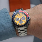 Seiko SSC947 Prospex Solar Chronograph 1969 Re-interpretation Quartz Men's Watch – Orange Dial & Silver Steel Strap
