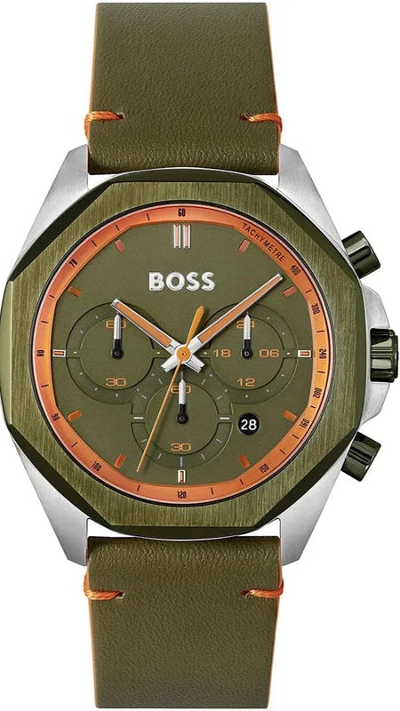 Hugo Boss 1514018 Cloud Chronograph Men's Watch – Olive Green Dial & Green Leather Strap