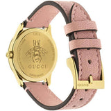 Gucci G Timeless Gold Dial Pink Leather Strap Watch for Women - YA1265041