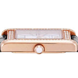 Emporio Armani Genni Silver Dial Black Leather Strap Watch for Women - AR11624