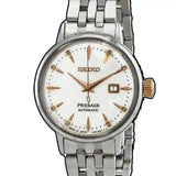 Seiko Presage Cocktail Time Skydiving Automatic Diamonds Mother of Pearl Dial Silver Steel Strap Watch for Women - SRE009J1
