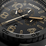 Nixon 51-30 Chronograph Black Dial Black Steel Strap Watch for Men - A083-1041