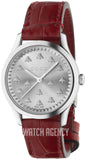 Gucci G Timeless Quartz Silver Dial Maroon Leather Strap Watch for Women - YA1265057