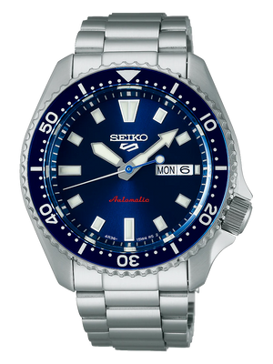 Seiko 5 Sports SKX Automatic Blue Dial Silver Steel Strap Watch for Men - SRPL83K1