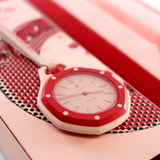 Swatch Royal Pop Pink Dial Pink Leather Strap Watch for Women - Otto Rosso