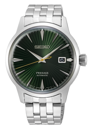 Seiko Presage Cocktail Time Automatic Green Dial Silver Steel Strap Watch for Men - SRPE15J1