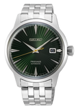 Seiko Presage Cocktail Time Automatic Green Dial Silver Steel Strap Watch for Men - SRPE15J1