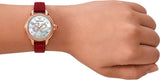 Emporio Armani Mia Mother of Pearl Dial Red Leather Strap Watch for Women - AR11646