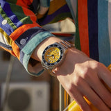 Citizen Mechanical Automatic Yellow Dial Silver Steel Strap Watch for Men - NJ0170-83Z