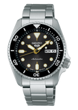 Seiko 5 Sports SKX Street Stonewash Black Dial Silver Steel Strap Watch for Men - SRPL79K1