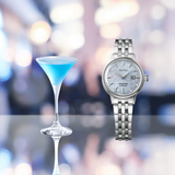 Seiko Presage Cocktail Time Automatic Skydiving Diamonds Blue Dial Silver Steel Strap Watch for Women - SRE007J1