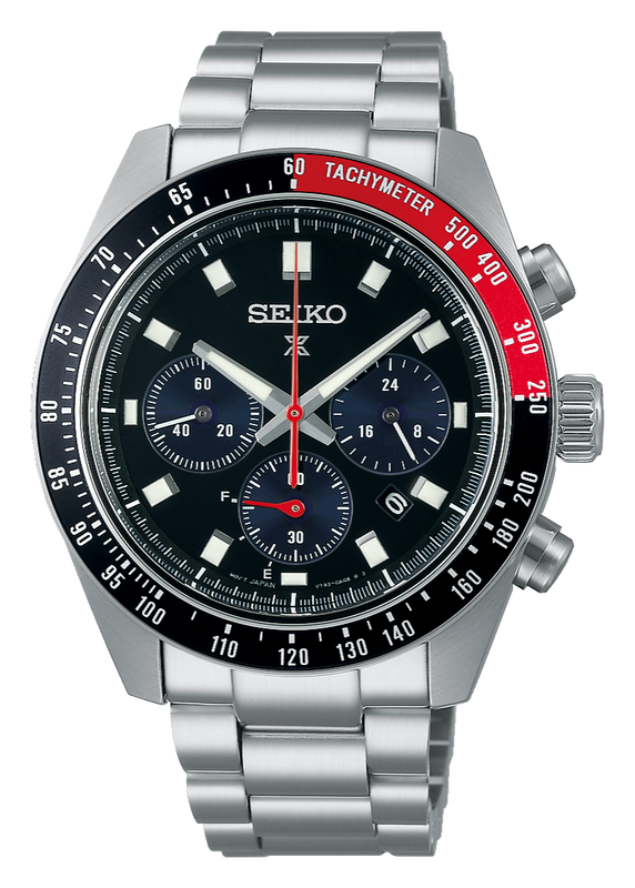 Seiko Prospex Speedtimer Solar Chronograph Black Dial Silver Steel Strap Watch for Men - SSC915