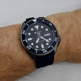 Seiko 5 Sports SKX Series Automatic Black Dial Black Silicone Strap Watch for Men - SRPD65K2