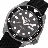 Seiko 5 Sports SKX Series Automatic Black Dial Black Silicone Strap Watch for Men - SRPD65K2