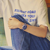 Seiko 5 Sports SKX Street Denim Blue Dial Silver Steel Strap Watch for Men - SRPL77K1