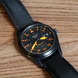 Seiko 5 Sports Flieger Pilot Automatic Black Dial Black Nylon Strap Watch for Men - SRPH33K1