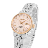 Seiko Presage Cocktail Time Automatic Diamonds White Dial Silver Steel Strap Watch for Women - SRE012J1